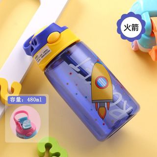 Bình Nước Nhựa  PP An Toàn Cho Bé Mang Đi Học Đi Chơi 480ml Có Ống Hút Chống Tràn Nhiều Mẫu