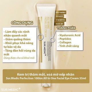 Kem Giảm Thâm Mắt Xoá Mờ Nếp Nhăn SURMEDIC Perfection 100tm All In One Facial Eye Cream 35ml
