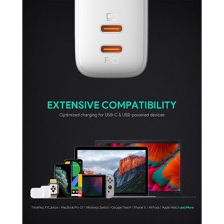 Củ Sạc Nhanh 65W Aukey PA-B4 Omnia Duo 2 Cổng PD Type-C