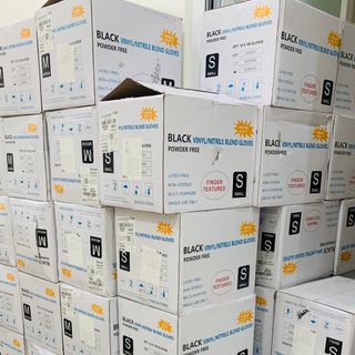 Găng Tay Cao Su Y Tế Không Bột Đen Trắng Hộp 100c