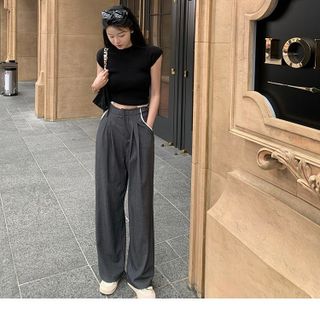 SET BỘ ÁO THUN ĐEN KÈM QUẦN DÀI ỐNG RỘNG -HUYỀN XMĐT