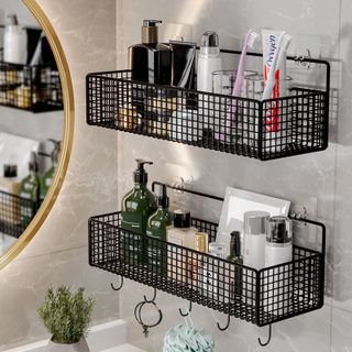 Kệ Để Đồ Nhà Tắm Hình Chữ Nhật，Kệ Kim Loại Dán Tường Cao Cấp Không Rỉ Siêu Chắc