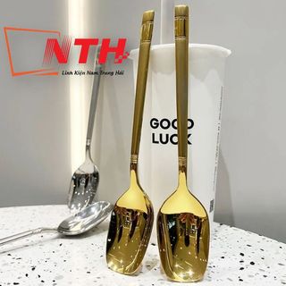 MUỖNG ĂN CƠM INOX MẠ VÀNG KIỂU VUÔNG CÁN DÀI