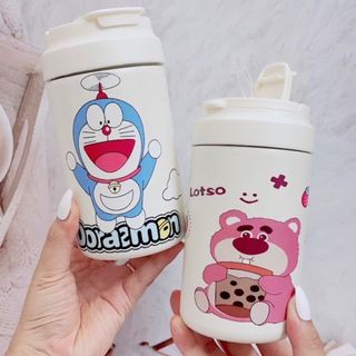 Ly giữ nhiệt 500ml họa tiết hình thú dễ thương nắp bật