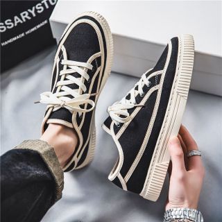Giày thể thao nam vải canvas đế bằng bánh mì cao 3cm hot mới ulzzang Basic màu đen/trắng/kem đẹp bata basic