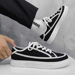 Giày thể thao nam vải canvas đế bằng bánh mì cao 3cm hot mới ulzzang Basic màu đen/trắng/kem đẹp bata basic