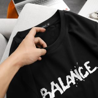 Áo thun nam cổ tròn BALANCE Cotton lụa thái trẻ trung trendy thun mềm mại thoáng mát, co giãn 4 chiều thấm hút tốt
