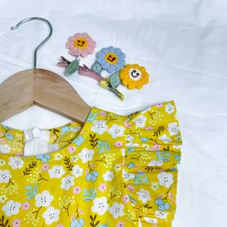 Váy Hoa Bé Gái Đầm Tay Cánh Tiên Cho Bé Chất Liệu Thô Cotton