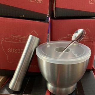 Bộ cối chày Inox 304 - size đại dáng trống bầu
