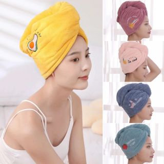 Khăn quấn ủ tóc lau khô siêu tốc loại dày 2 lớp, khăn lau đầu lông cừu mềm siêu thấm giúp tóc mau khô 25x65cm