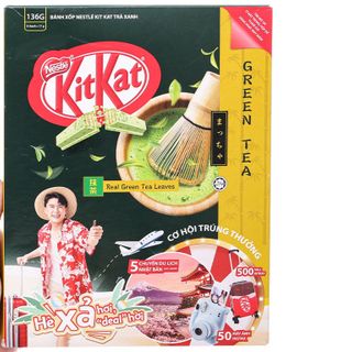 Bánh xốp phủ trà xanh KitKat gói 136g ( 8 thanh)