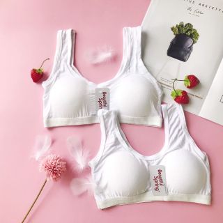 Áo lót học sinh màu trắng, có mút. chất liệu vải cotton thoáng mát, freeSize từ 35-55kg