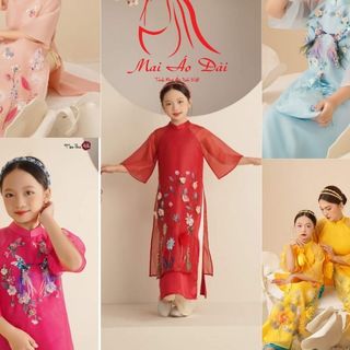 Sỉ số lượng lớn các mẫu bộ áo dài cách tân bé gái Mộc Trà các màu tơ ánh lót lụa đính kết cao cấp giá sỉ