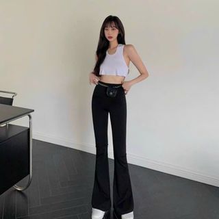 Quần legging ống loe nữ cạp cao giá rẽ