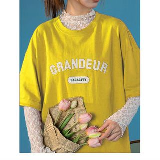 Áo thun nữ 3158 in chữ Grandeur chất liệu thun cotton thoáng mát-Thu
