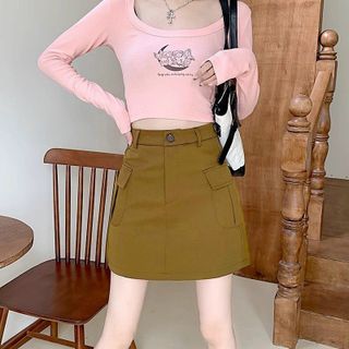 Chân váy Kaki túi hộp cực xinh-Thu