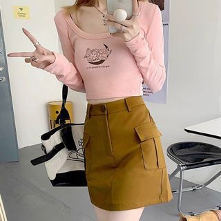 Chân váy Kaki túi hộp cực xinh-Thu