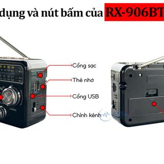 Đài Radio Dùng Pin Sạc RX 906BT - Máy Nghe Nhạc Kiêm Đài Radio, FM, AM, SW Hỗ Trợ Kết Nối Bluetooth, USB, Thẻ Nhớ Âm Thanh To Lớn Dễ Dàng Sử Dụng