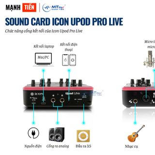 Sound Card Livestream Icon Upod Live Cao Cấp Tương Thích Android, IOS, Window, Mac