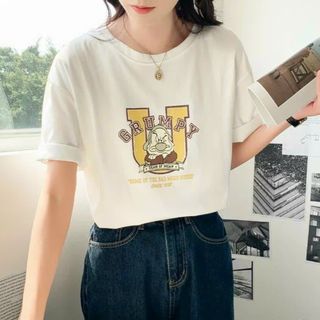 Áo thun nữ in chữ U chất thun cotton thóang mát-Thu