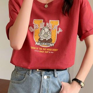 Áo thun nữ in chữ U chất thun cotton thóang mát-Thu
