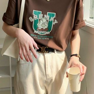 Áo thun nữ in chữ U chất thun cotton thóang mát-Thu
