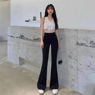 Quần legging ống loe nữ cạp cao giá rẽ-Thu
