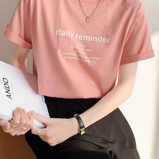 Áo thun nữ in chữ Daily, chất liệu thun cotton thoáng mát-Thu