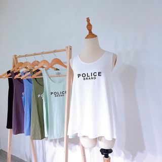 Áo thun ba lổ in chữ Police, chất liệu thun cotton thoáng mát-Thu