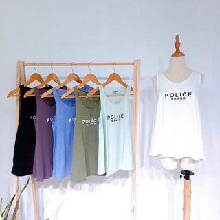 Áo thun ba lổ in chữ Police, chất liệu thun cotton thoáng mát-Thu