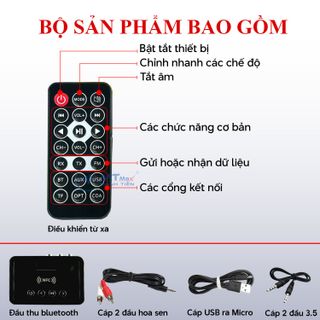 Thiết Bị Thu Phát Tín Hiệu Bluetooth NFC M6 - Hỗ Trợ Bluetooth Cho Các Thiết Bị Loa Máy Tính, Amply, Tivi, Kết Nối Dễ Dàng Qua Cổng AUX, RCA, OPT, COA Sử Dụng Liên Tục Từ 8 - 10 Giờ