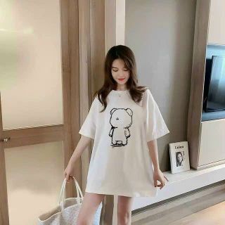 Áo thun nữ in hình gấu cao cấp, chất liệu thun cotton thoáng mát-Thu
