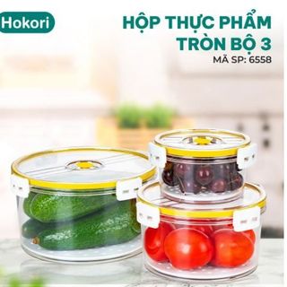 BỘ 3 HỘP ĐỰNG THỰC PHẨM TRÒN HOKORI