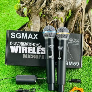 SGMax SM59- Micro Karaoke Không Dây Chính Hãng Chống Hù Rè Tốt Hỗ Trợ Nâng Giọng Hát Khi Hát Sạc Pin Trực Tiếp Trên Micro Bắt Sóng Xa Đến 15m