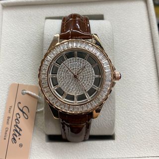 Đồng hồ SCOTTIE 9515 dây da dành cho nữ đính đá sang trọng
