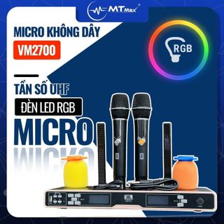 Micro Karaoke VM2700 UHF Siêu Độc Đáo Với Đèn LED RGB và Micro Hát Nhẹ, Hút Tiếng, Chống Hú Rít giá sỉ