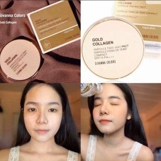 Phấn Phủ Kiềm Dầu Chống Nắng Sivanna Colors Gold Collagen SPF 15 PA++