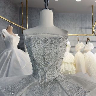 Váy Cưới Công Chúa Ống Dây Châu Li Xếp Đuôi Dài Cao Cấp ( Hàng, Giá Tận Xưởng)