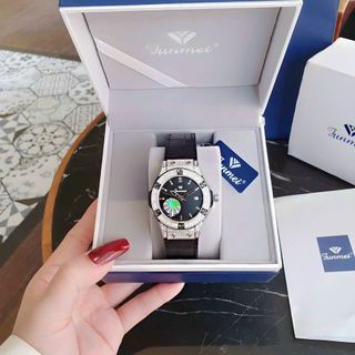 ĐỒNG HỒ CẶP CHÍNH HÃNG CAO SU ĐÁ BẠC