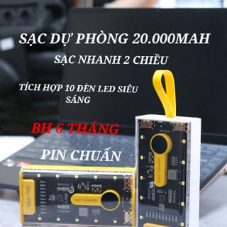 Pin Sạc Dự phòng Trong Suốt 20000Mah Sạc Nhanh 2 Chiều. giá sỉ