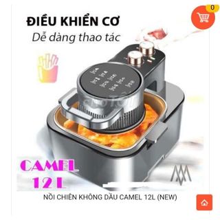 Nồi Chiên Không Dầu CAMEL 12L nắp kính Giá Sỉ . Màu Đen, Trắng, Xanh có chiết khấu