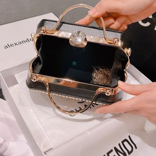 Túi xách quảng châu Cốp Đi Tiệc Đen Phối Đá FB - 09B3848 (Chuyên sỉ túi xách sll, balo, ví, thắt lưng, túi Laptop)