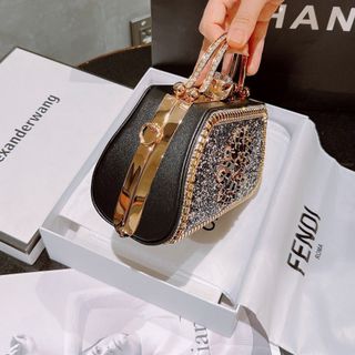 Túi xách quảng châu Cốp Đi Tiệc Đen Phối Đá FB - 09B3848 (Chuyên sỉ túi xách sll, balo, ví, thắt lưng, túi Laptop)