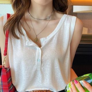 Áo ba lỗ nữ form rộng cài nút thun cotton mềm mịn thoáng mát freesize nhiều màu-Thu