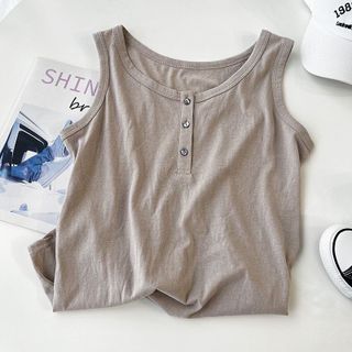 Áo ba lỗ nữ form rộng cài nút thun cotton mềm mịn thoáng mát freesize nhiều màu-Thu