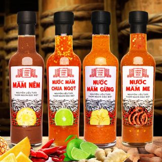 COMBO 4 CHAI NƯỚC CHẤM PHA SẴN (MẮM NÊM, NƯỚC MẮM CHUA NGỌT, NƯỚC MẮM GỪNG, NƯỚC MẮM ME) 300G - LÀNG CHÀI XƯA