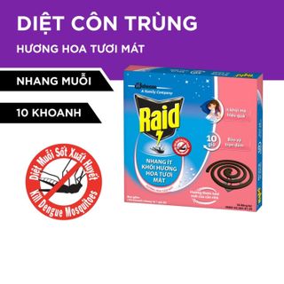 Nhang muỗi Raid hương hoa 10 khoanh/hộp (Hồng)