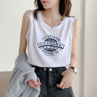 Áo ba lỗ form rộng freesize dưới 65kg in hình logo màu trắng, đen thun cotton mềm mịn thoáng mát-Thu