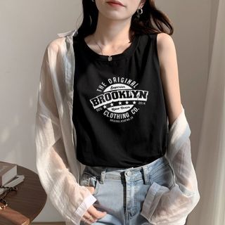 Áo ba lỗ form rộng freesize dưới 65kg in hình logo màu trắng, đen thun cotton mềm mịn thoáng mát-Thu