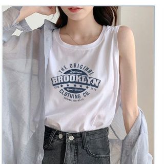 Áo ba lỗ form rộng freesize dưới 65kg in hình logo màu trắng, đen thun cotton mềm mịn thoáng mát-Thu